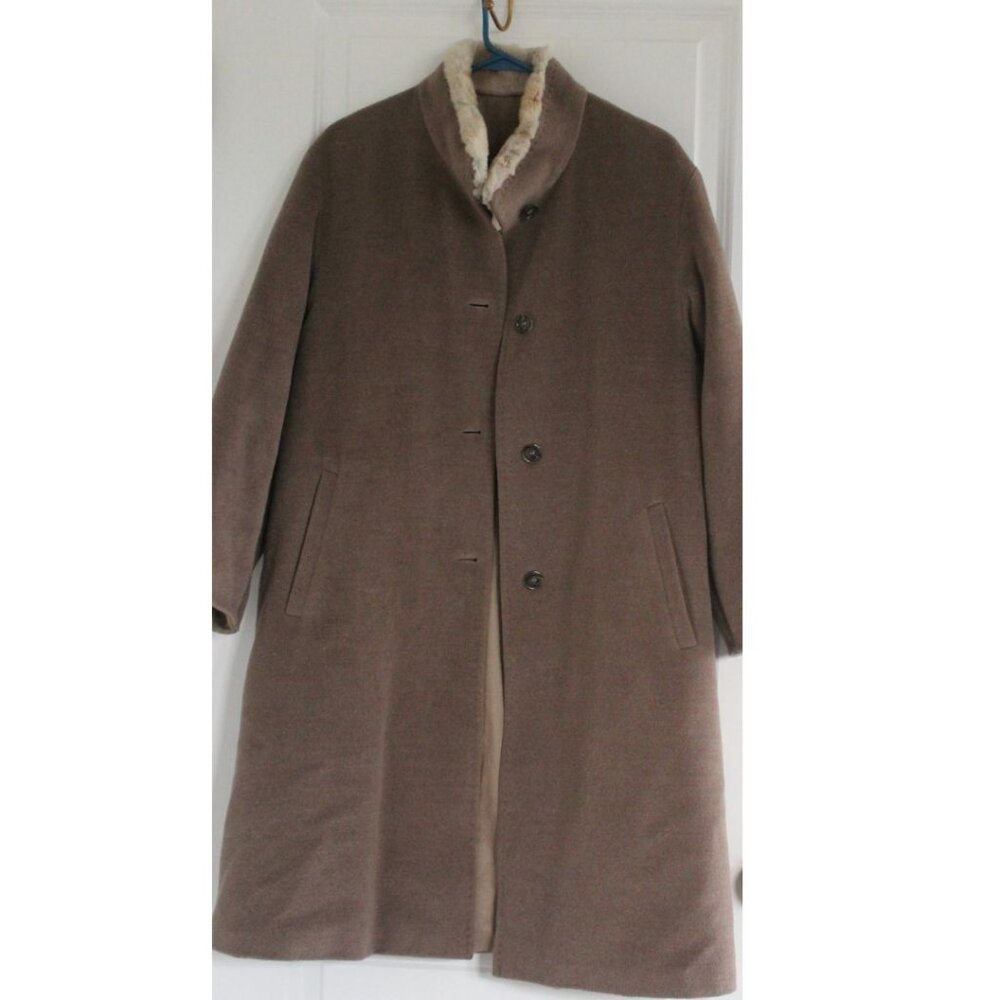 Cinzia Rocca Lamb Wool  Coat Mid Length Coat US Sz 10 Taupe CBK Style Luxury